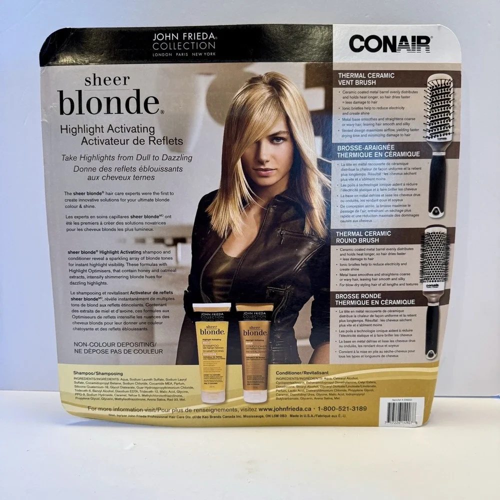 John‎ Frieda Sheer Blonde Highlight Activating CONAIR Gift Set Y2K NOS